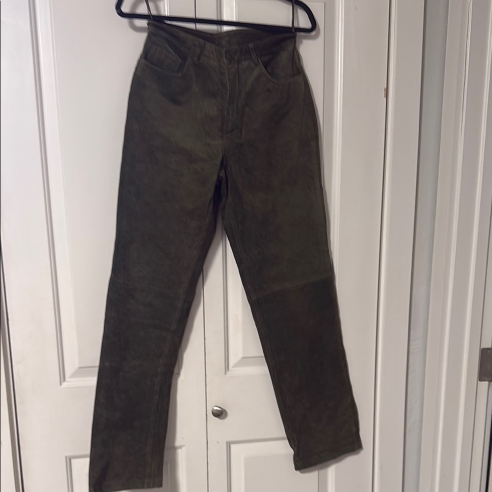 Olive Green Suede Pants